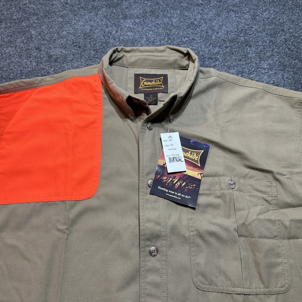 Gamehide Shirt Men's XXL Tan Orange SST Upland Hunting Blaze Shooting Patch - Picture 5 of 9